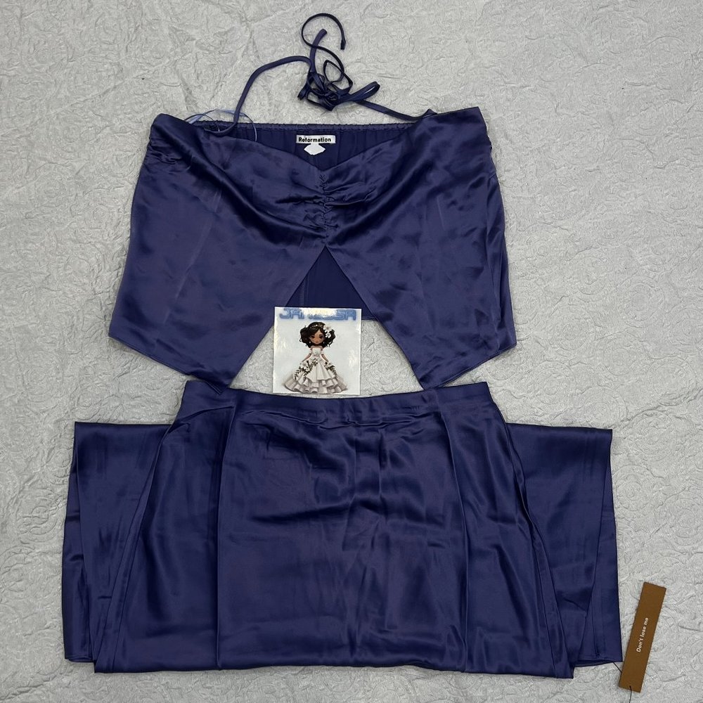 Reformation Beba 🕸Silk🕸 Two Piece | Jacaranda 🎉SALE🎀 NEW - Picture 13 of 15